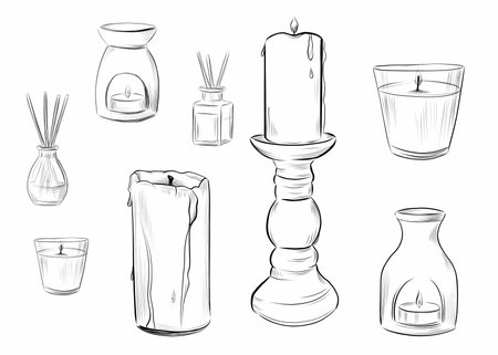 Set of decorative candles vectorのイラスト素材