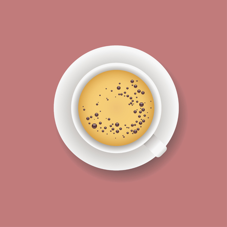 Vector illustration of realistic cup of coffee with foam and bubblesのイラスト素材