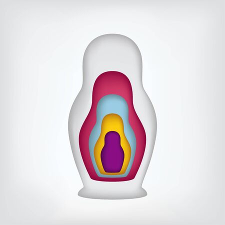 Vector illustration of nesting dolls inserted into each other, made in the style of paper cutのイラスト素材