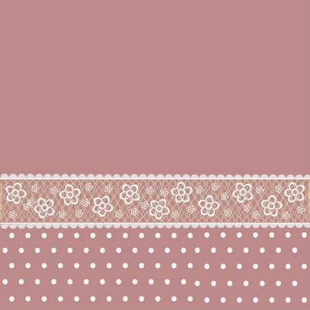 A Vector illustration of decorative frame with lace for text on the background of polka dotsのイラスト素材