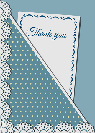 Vector illustration of sreeting card, decorated with lace, on background of polka dots.のイラスト素材