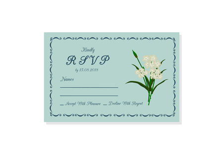 Vector illustration of wedding invitation RSVP isolated on white backgroundのイラスト素材