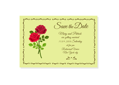 Vector illustration of wedding invitation Save the Date isolated on white backgroundのイラスト素材