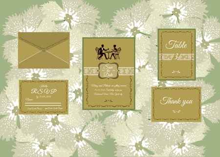Vector illustration of wedding invitation isolated on floral backgroundのイラスト素材