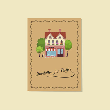 Vector illustration of card invitation for coffeeのイラスト素材