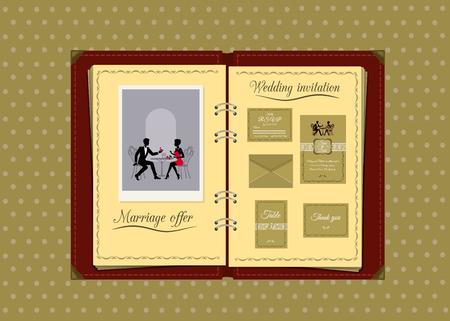 Vector illustration of album with wedding invitationのイラスト素材