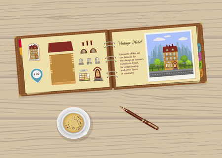 Vector illustration of album with elements of houseのイラスト素材