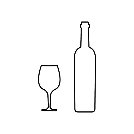 Vector illustration of wine Cheese and Grapes Black Contour on White Backgroundのイラスト素材