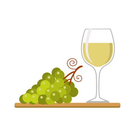 Vector illustration of wine glass and grapes, isolated on white backgroundのイラスト素材