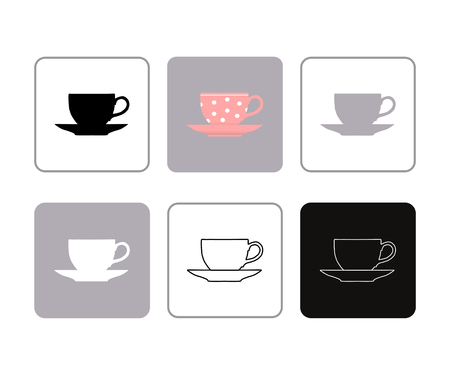Vector illustration of set of icons coffee cup and saucerのイラスト素材