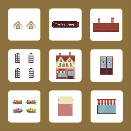 Vector illustration of icons of Coffee Shop with separate elementsのイラスト素材