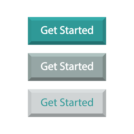 Vector illustration of set of buttons Get started, isolated on white backgroundのイラスト素材