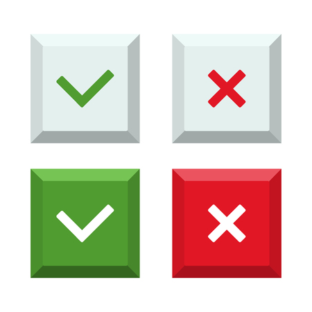 Vector illustration of set of buttons of cross and check markのイラスト素材