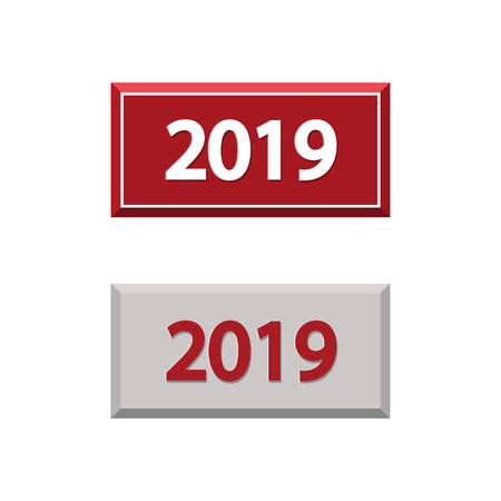 Vector illustration of set of labels Happy New Year 2019のイラスト素材