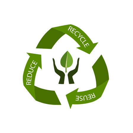 Vector illustration of recycling arrows symbol, isolated on white backgroundのイラスト素材