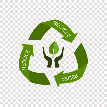 Vector illustration of recycling arrows symbol, isolated on transparent backgroundのイラスト素材