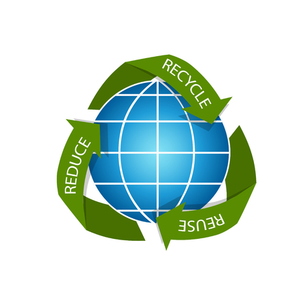 Vector illustration of recicling arrows concept with Earth globeのイラスト素材