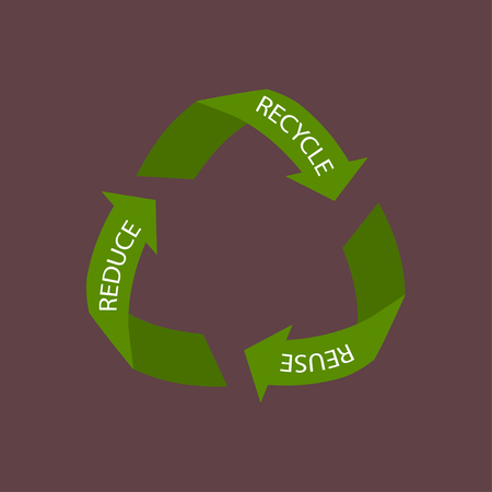 Vector illustration of recycling arrows symbol, isolated on white backgroundのイラスト素材