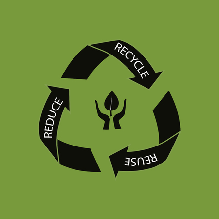 Vector illustration of recycling arrows symbol, isolated on white backgroundのイラスト素材