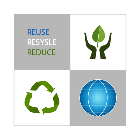 Vector illustration of icons recicling arrows concept with Earth globeのイラスト素材