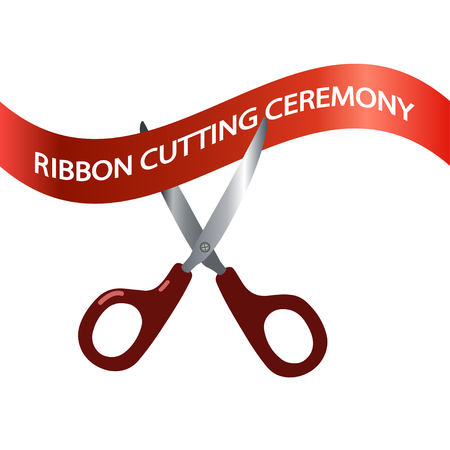 Vector illustration of ribbon cutting ceremony, scissors, conceptのイラスト素材