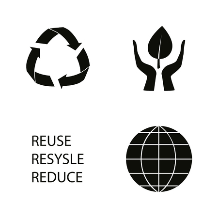 Vector illustration of icons recicling arrows concept with Earth globeのイラスト素材