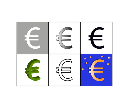 Vector illustration of set of icons with euro currency symbolのイラスト素材