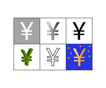 Vector illustration of set of icons with yen currency symbolのイラスト素材