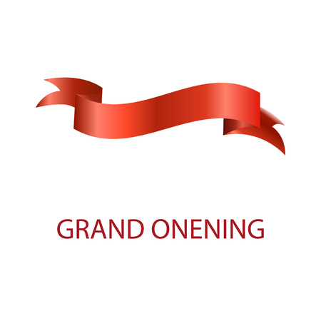 Vector illustration of red ribbon Grand opening, isolated on white backgroundのイラスト素材
