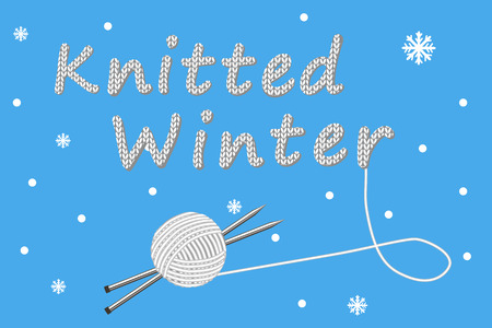 Vector illustration of knitting needles and ball of woolのイラスト素材