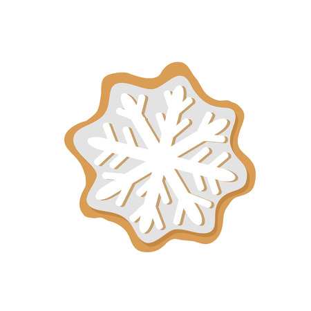 Vector illustration of gingerbread snowflake isolated on white backgroundのイラスト素材