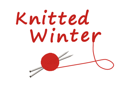 Vector illustration of knitting needles and ball of woolのイラスト素材