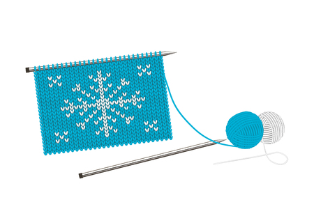 Vector illustration of knitting with pattern of snowflakeのイラスト素材