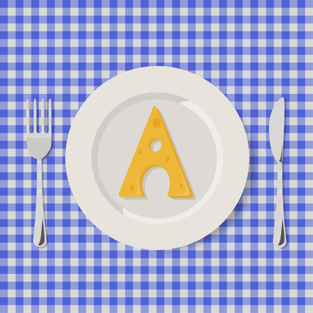 Vector Illustration of Letters of Cheese Alphabet in Servingのイラスト素材