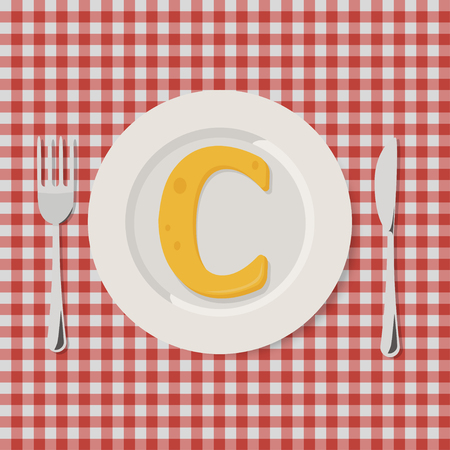 Vector Illustration of Letters of Cheese Alphabet in Servingのイラスト素材