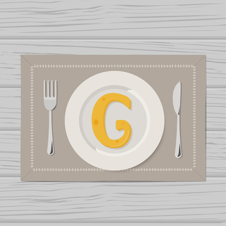 Vector Illustration of Letters of Cheese Alphabet in Servingのイラスト素材