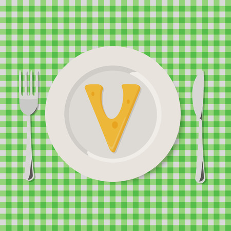 Vector Illustration of Letters of Cheese Alphabet in Servingのイラスト素材