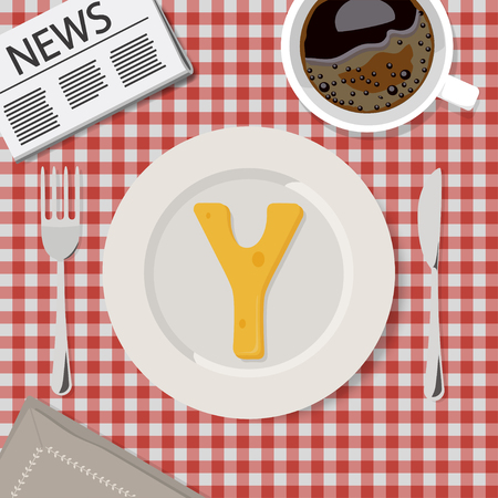 Vector Illustration of Letters of Cheese Alphabet in Servingのイラスト素材