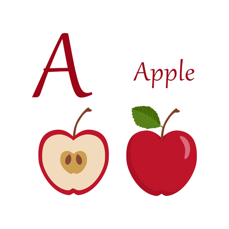 Vector illustration of Apple with title isolated on white backgroundのイラスト素材