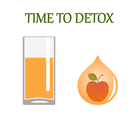 Vector illustration of glass of apple juice. Time to detoxのイラスト素材