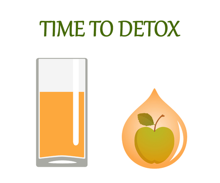 Vector illustration of glass of apple juice. Time to detoxのイラスト素材