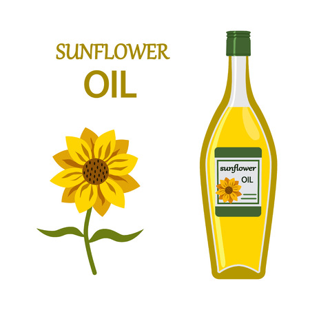 Vector illustration of sunflower oil in bottleのイラスト素材