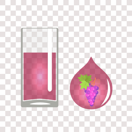 Vector illustration of lass of grape juice. Time to detoxのイラスト素材