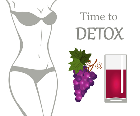 Vector illustration of lass of grape juice. Time to detoxのイラスト素材