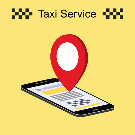 Smartphone and mobile taxi service. Online booking. Vector illustrationのイラスト素材