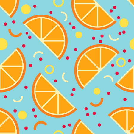 Seamless pattern orange slice decorated geometric figures. Vector illustrationのイラスト素材