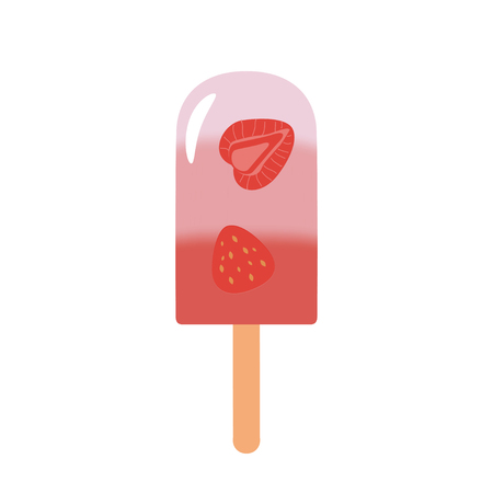 Ice cream cone in bright cartoon style on a white background. Vector illustration.のイラスト素材