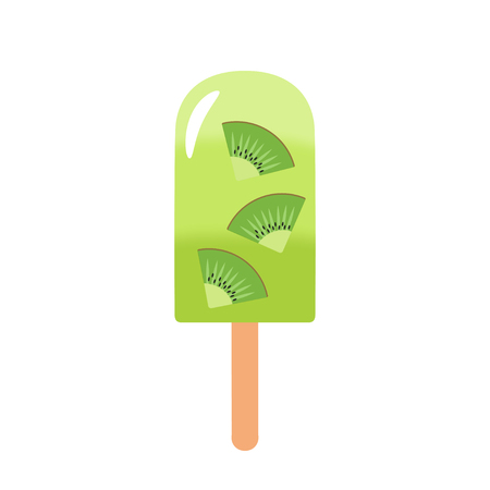 Ice cream cone in bright cartoon style on a white background. Vector illustration.のイラスト素材