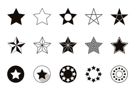 Set of geometric shapes stars, isolated on white background. Vector illustrationのイラスト素材