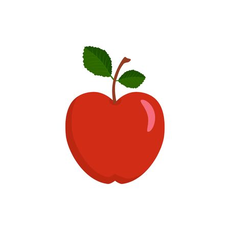 Color cartoon apple isolated on white background. Vector illustrationのイラスト素材